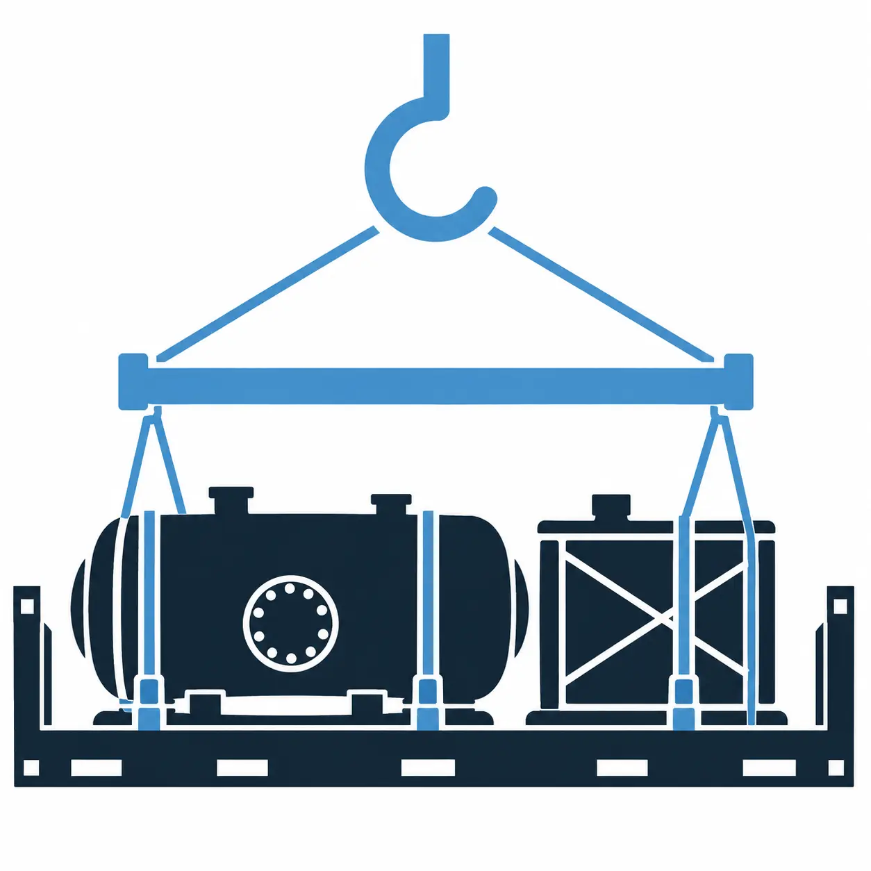 Project cargo handling with heavy machinery